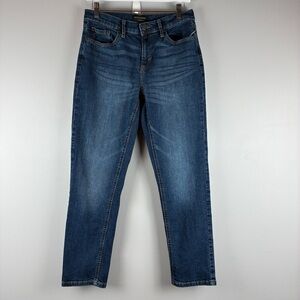 Banana Republic Womens 27 Mid Rise Girlfriend Tapered Dark Wash Jeans Classic